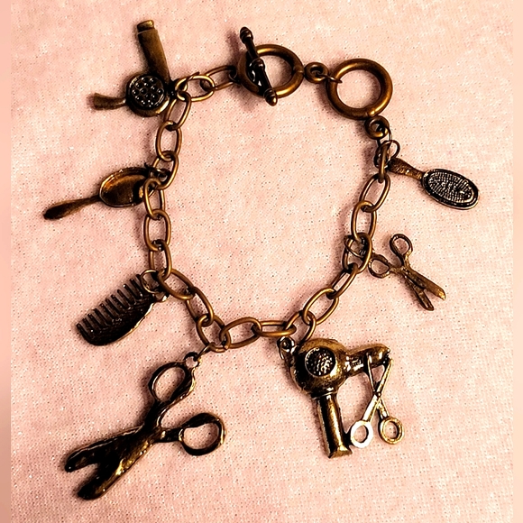 Source Unknown Jewelry - 🔥SALE🔥 Cute Brushed Copper Colored Hairdressers Charm Bracelet